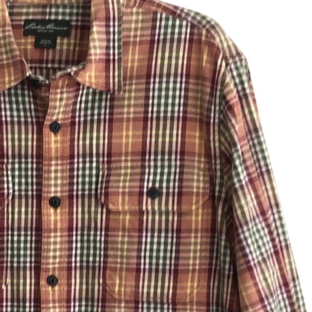 Eddie Bauer Woven Heavy Cotton Plaid Workwear Shirt Mens Sz XL Outdoors Gorpcore - Picture 3 of 14